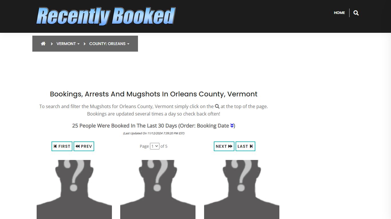 Bookings, Arrests and Mugshots in Orleans County, Vermont - Recently Booked