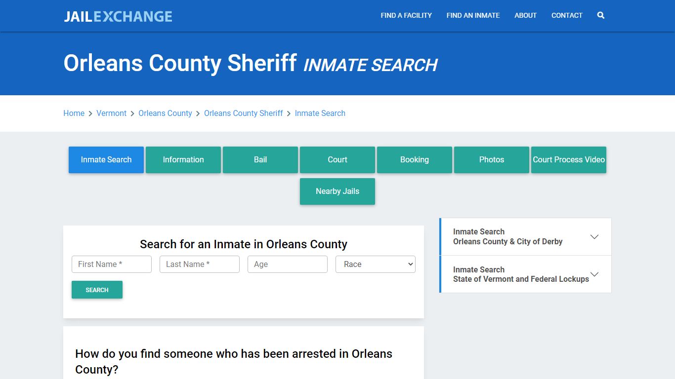 Orleans County Sheriff, VT Inmate Search: Roster & Mugshots - Jail Exchange